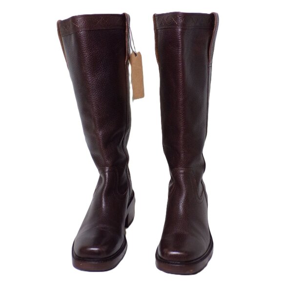 🆕 FRYE Kate Pull On Knee High Riding Boot Wide Calf 8 Dark Brown - Picture 9 of 16